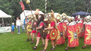 Roman Reenactment at the Amphitheatre in Caerleon Marching In [upl. by Adaynek]