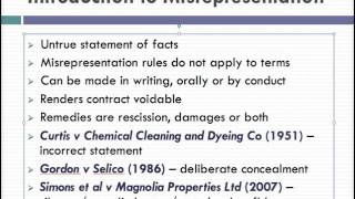 Misrepresentation Lecture 1 of 4 [upl. by Eentruok]